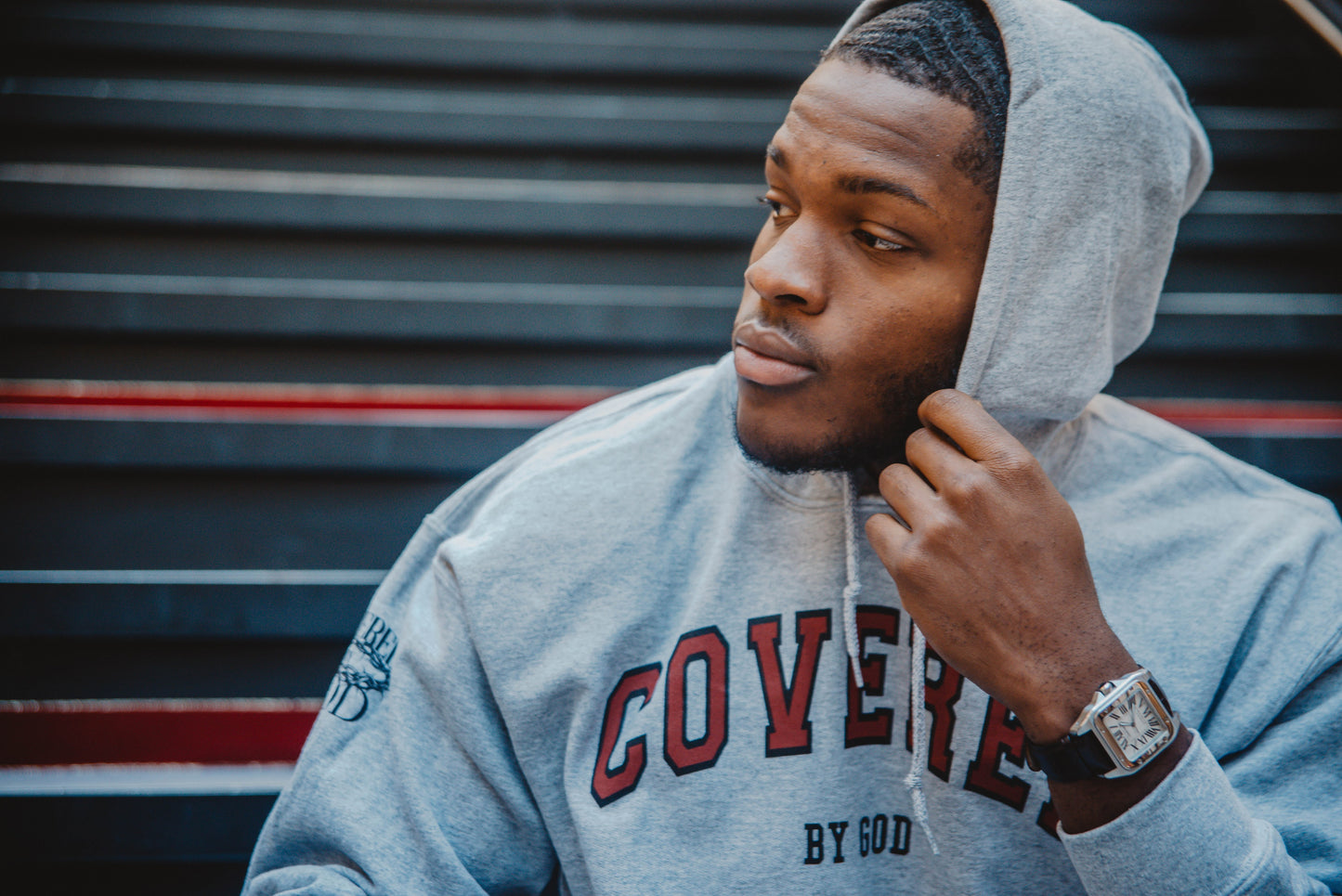 Covered By God Collegiate Grey Hoodie