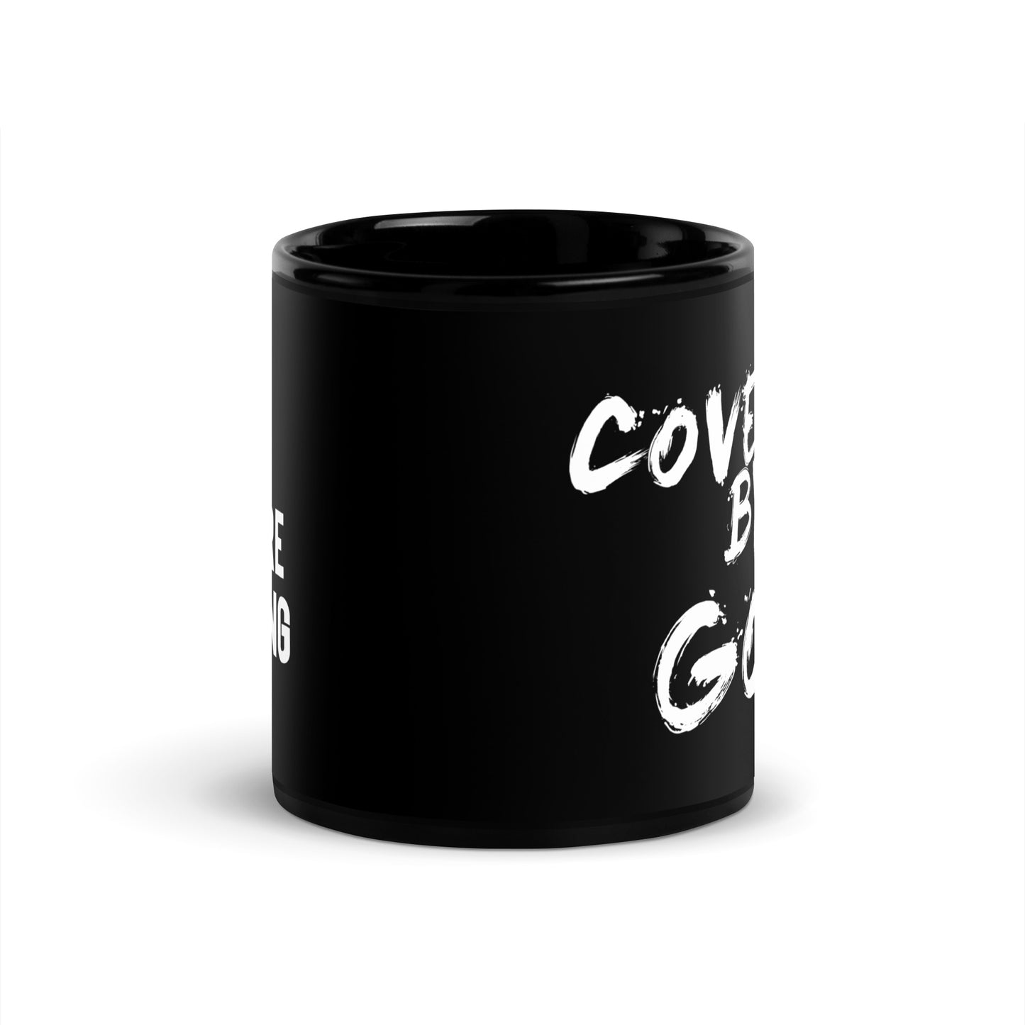 "I'm Just Out Here Trusting God" Black Glossy Mug