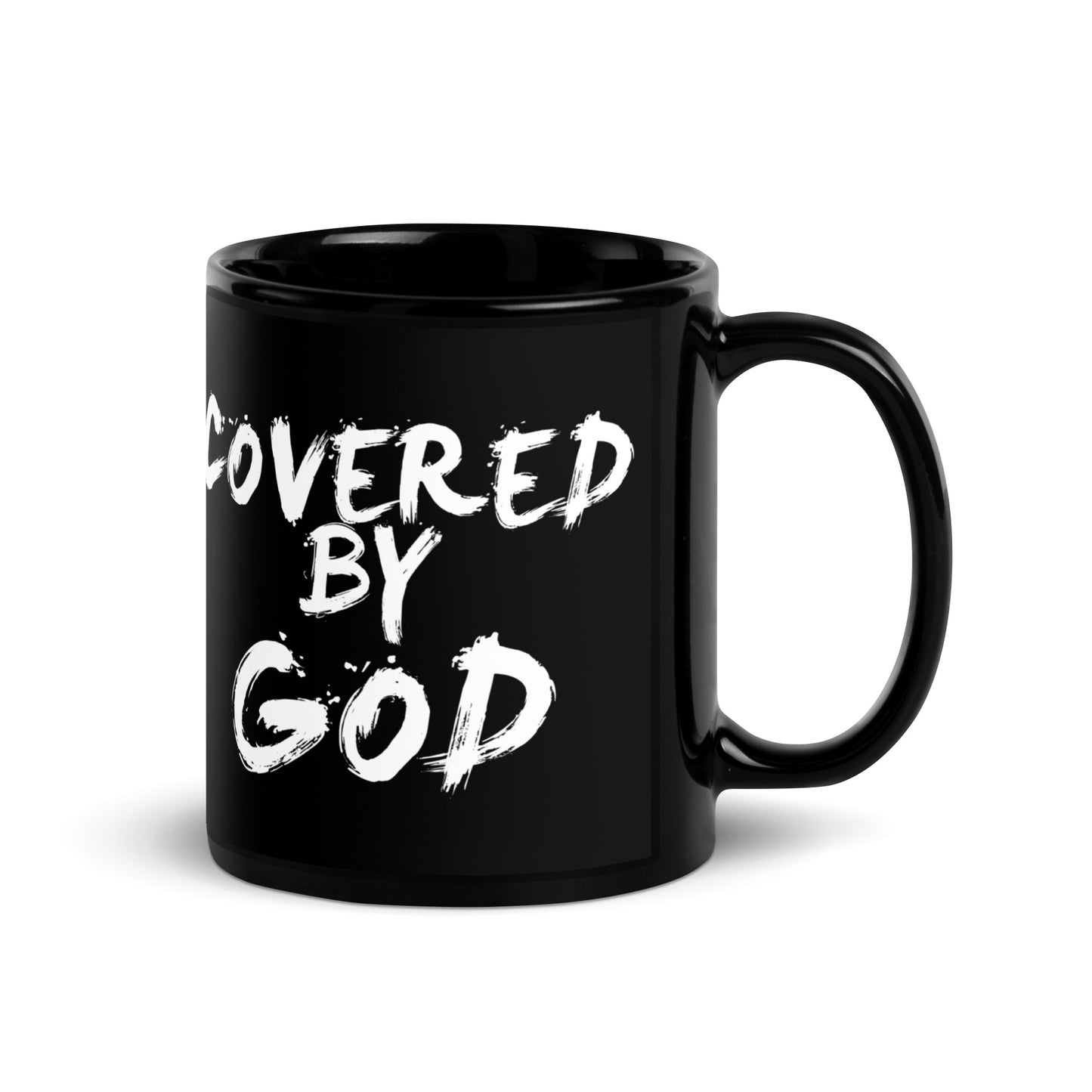 "I'm Just Out Here Trusting God" Black Glossy Mug