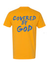 "I'M JUST OUT HERE TRUSTING GOD" TEE (Gold and Royal Blue)