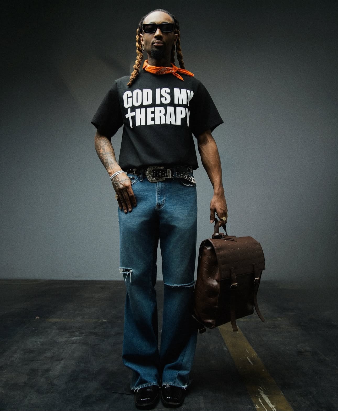 GOD IS MY THERAPY Black Heavyweight Tee